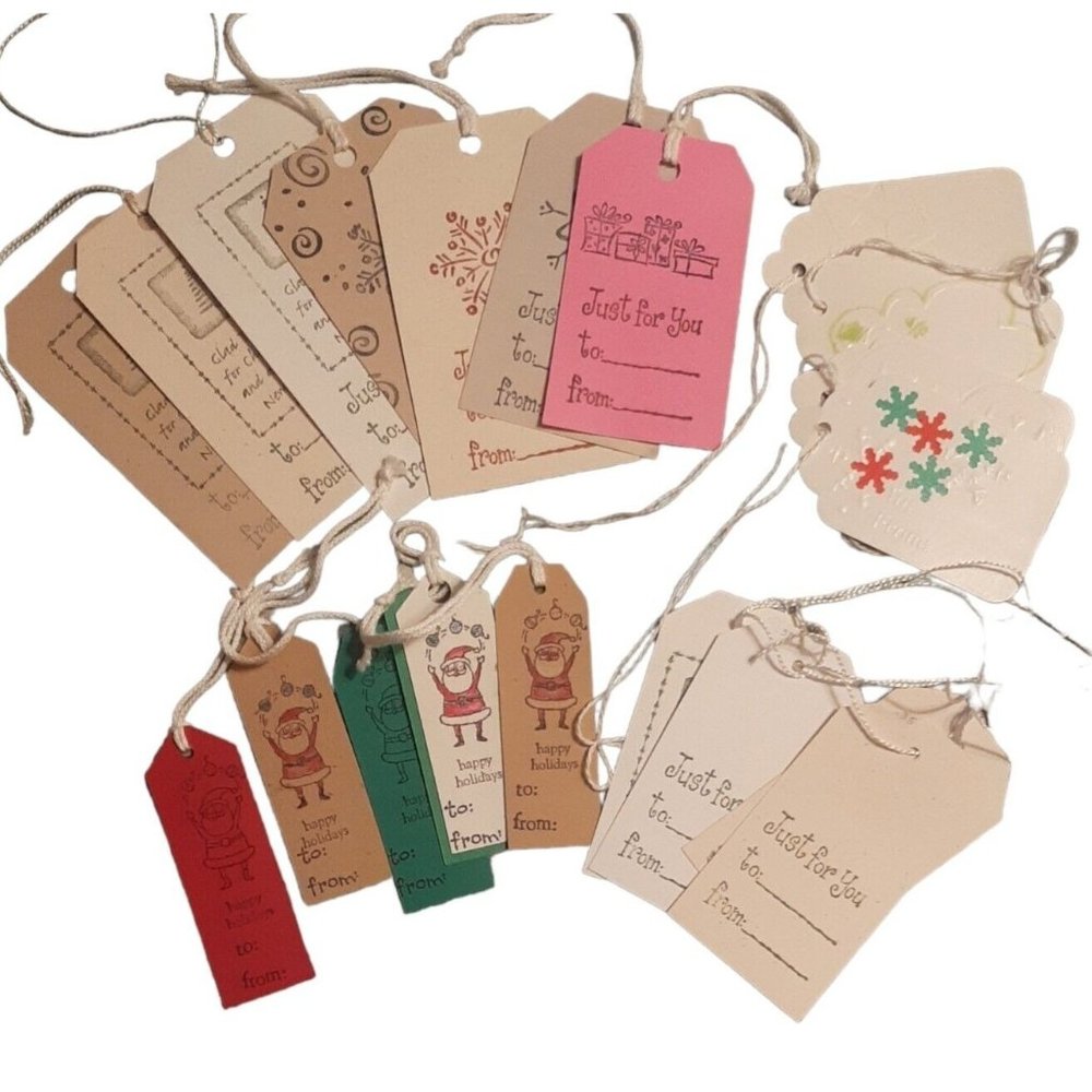 Set of 20 Handmade Christmas Gift Tags
